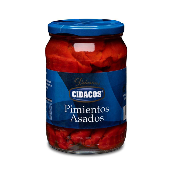 Roasted whole sweet red peppers. Jar 680 g.