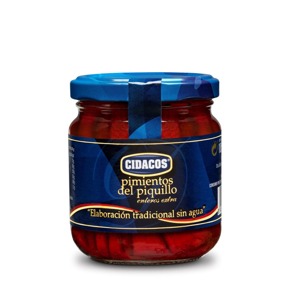 Whole Piquillo peppers artisan. Jar 185 g.
