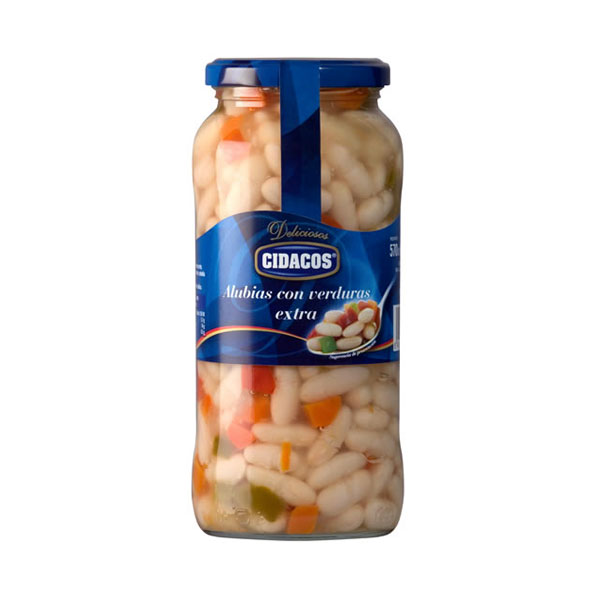 White beans with mixed vegetables. Jar 1 kg.