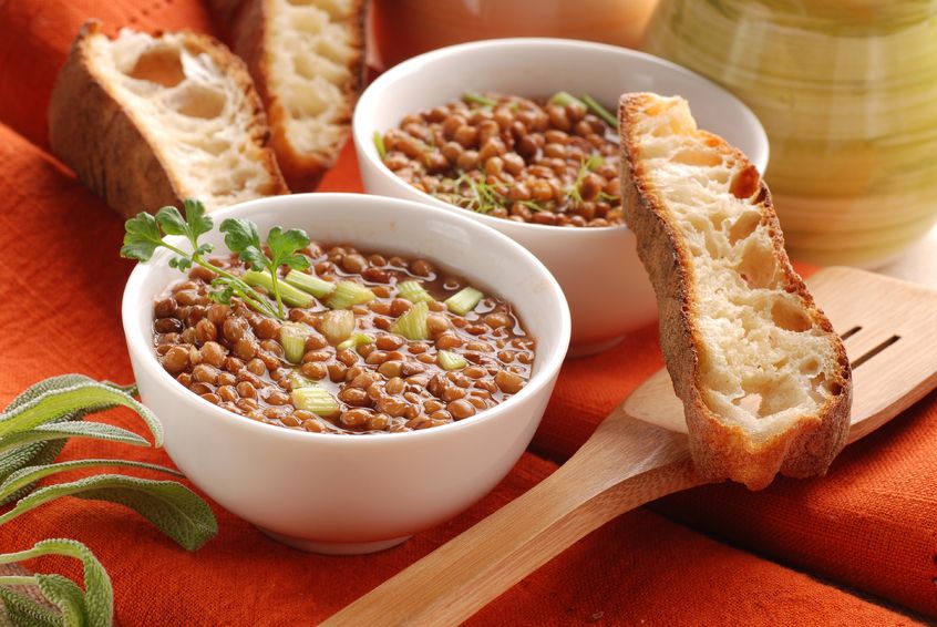 16708771 – lentil soup in white bowl