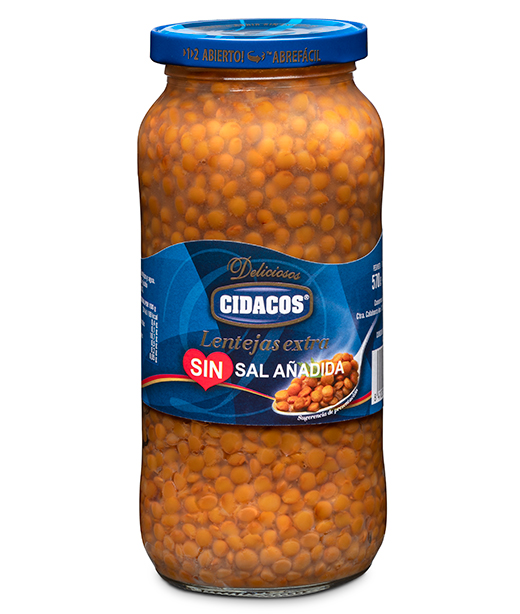 Lentejas sin sal añadida Tarro 1 kg.