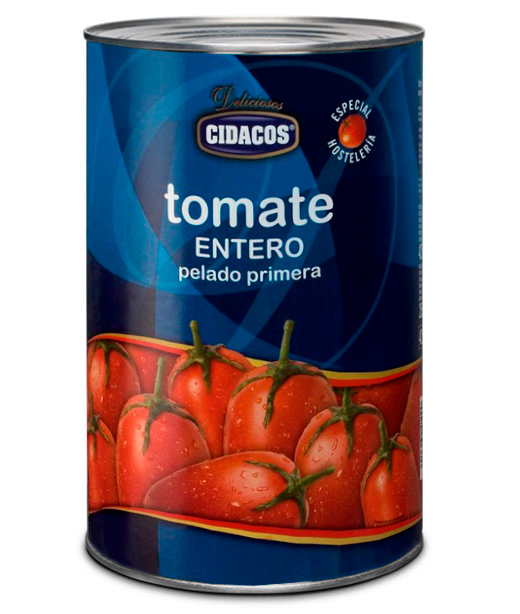 Tomate entero pelado Cil. 5 kg.